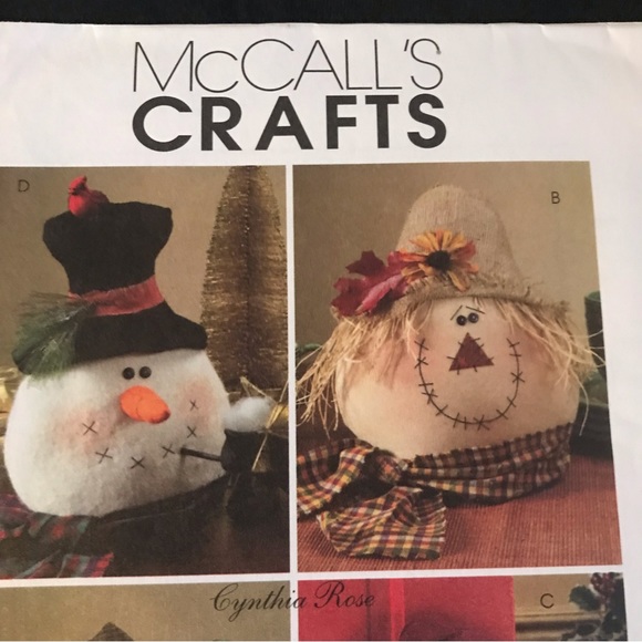 McCall's Pattern Snowman Scarecrow Halloween Pumpkin Santa Decorations M4942 - Picture 2 of 6